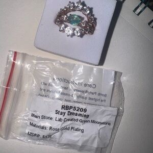 “Stay Dreaming” Rose Gold 3 Ring set with Green Moonstone Bomb Party RBP5209